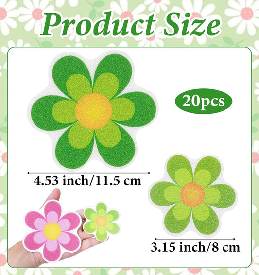 20PCS Non Slip Shower Stickers, Flower Bright Non Slip Bath Stickers for Bathroom and Other Slippery Surfaces (11.5cm and 8cm)