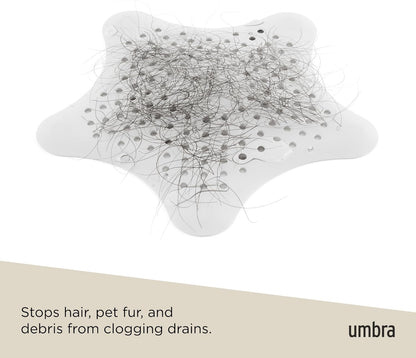 Umbra Starfish Hair Catcher, Fun Drain Cover Fits Most Standard Tub and Shower Drains, 6" Diameter, White