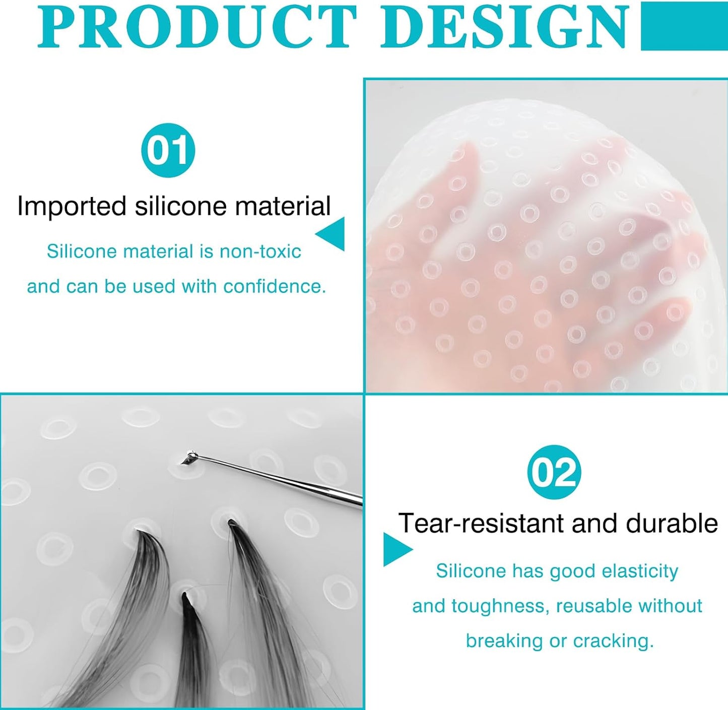 Silicone Highlighting Cap Kit with Hook &amp; Brushes – Professional Reusable Hair Frosting Tools for Salon-Results at Home (Women &amp; Men)