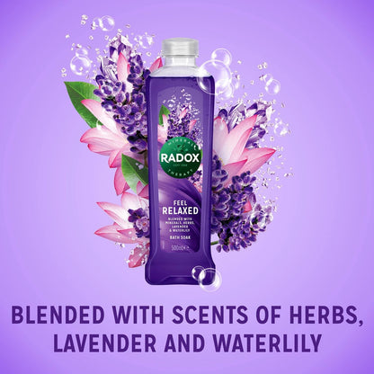 Radox Bath Soak Bubble Bath for Women - Mixed Pack of 10 Bottles (3 Muscle Soak, 1 Muscle Therapy, 2 Feel Relaxed, 2 Feel Blissful, 2 Feel Pampered) Enriched with Natural Extracts 500ml Each