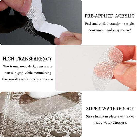 24 Pieces Self-Adhesive Shower Stickers, Non-Slip Shower Mat, Transparent Shower Mats, Sliding Surfaces, Non-Slip Sticker Strips for Bathtub, Stairs, Bathroom