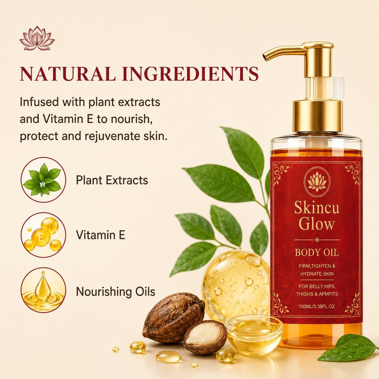 Skincu Glow Remedy Oil Skin Tightening – Skincu Anti Aging Body Oil for Crepey, Sagging &amp; Dry Skin – Lightweight Fast-Absorbing Non-greasy Moisturising Oil for Arms, Legs &amp; Full Body (1, pcs)