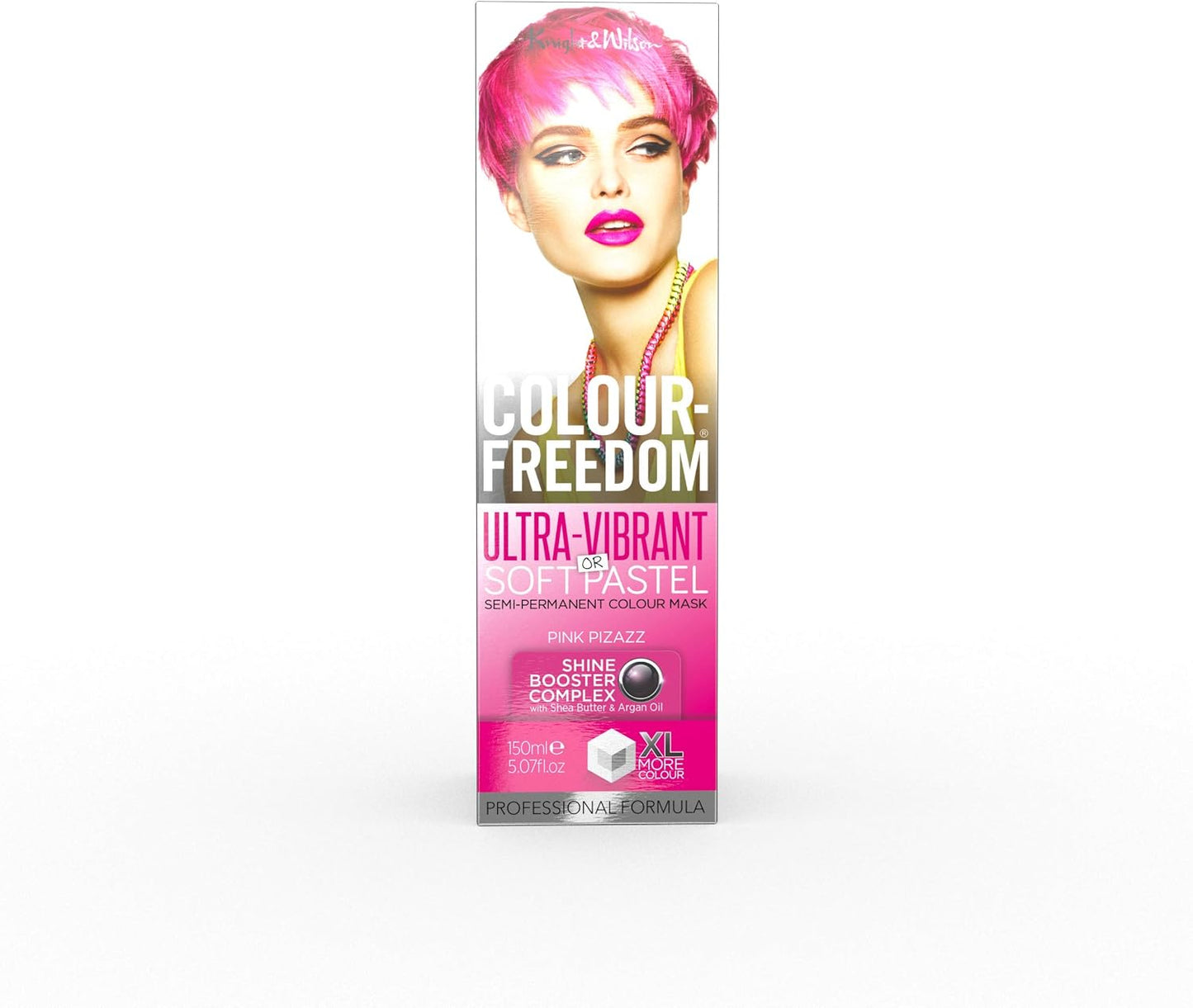 Knight &amp; Wilson Colour-Freedom 150ml Pink Pizazz Semi-Permanent Hair Colour - Ultra-Vibrant Vegan Friendly Colour Mask with Shine Booster Complex - Ammonia Free Colour Lasts Up To 6-10 Washes