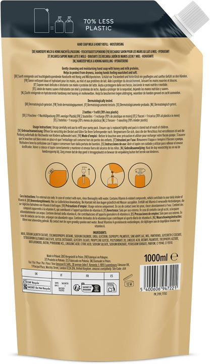 by Amazon Milk &amp; Honey Hand Soap Refill, 2 x 1000ml