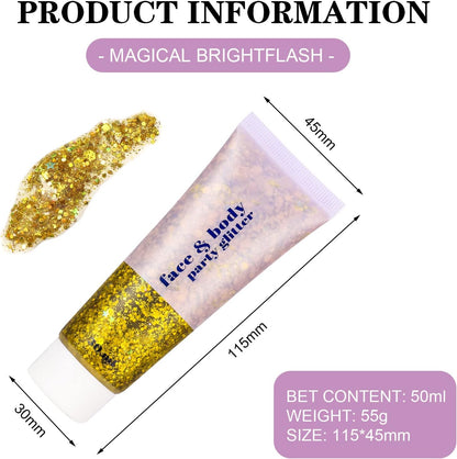 Dacitiery 3Pcs Body Glitter Gel, 50 ml Mermaid Sequins Sparkling Liquid Eyeshadow Sequins Glitter for Face Body Eye Hair Nail DIY Art Festival Party Makeup Decoration