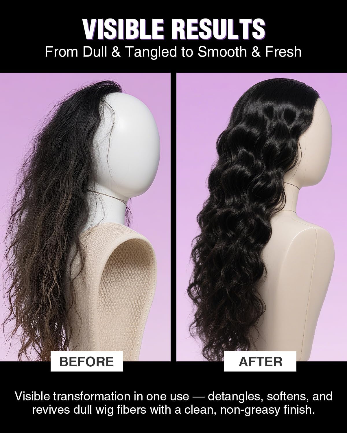 Wig Leave-in Conditioning Spray - Detangling &amp; Frizz Control for Synthetic &amp; Human Hair Wigs - Infused with Plant-Based Repair Complex, Jojoba Oil - No Rinse, Instant Softening, 100ml