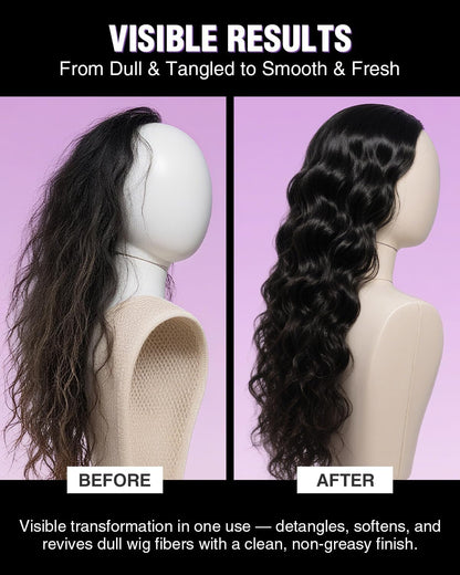 Wig Leave-in Conditioning Spray - Detangling &amp; Frizz Control for Synthetic &amp; Human Hair Wigs - Infused with Plant-Based Repair Complex, Jojoba Oil - No Rinse, Instant Softening, 100ml