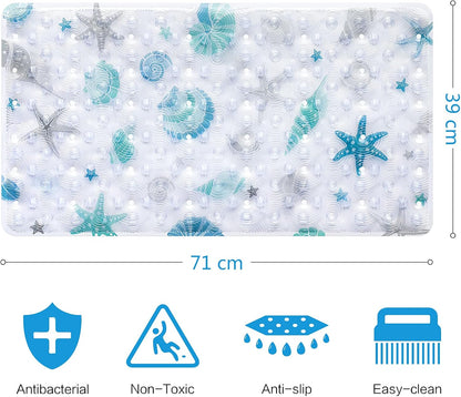 OTHWAY Baby Bath Mats Non Slip Children's Bath Mat Anti Mould Baby Bathtub Mat Safety Toddlers and Nippers Bathroom Shower Tub Mats with Suction Cups, Bath Mat Anti Slip 39 x 71cm Clear Sea Creature
