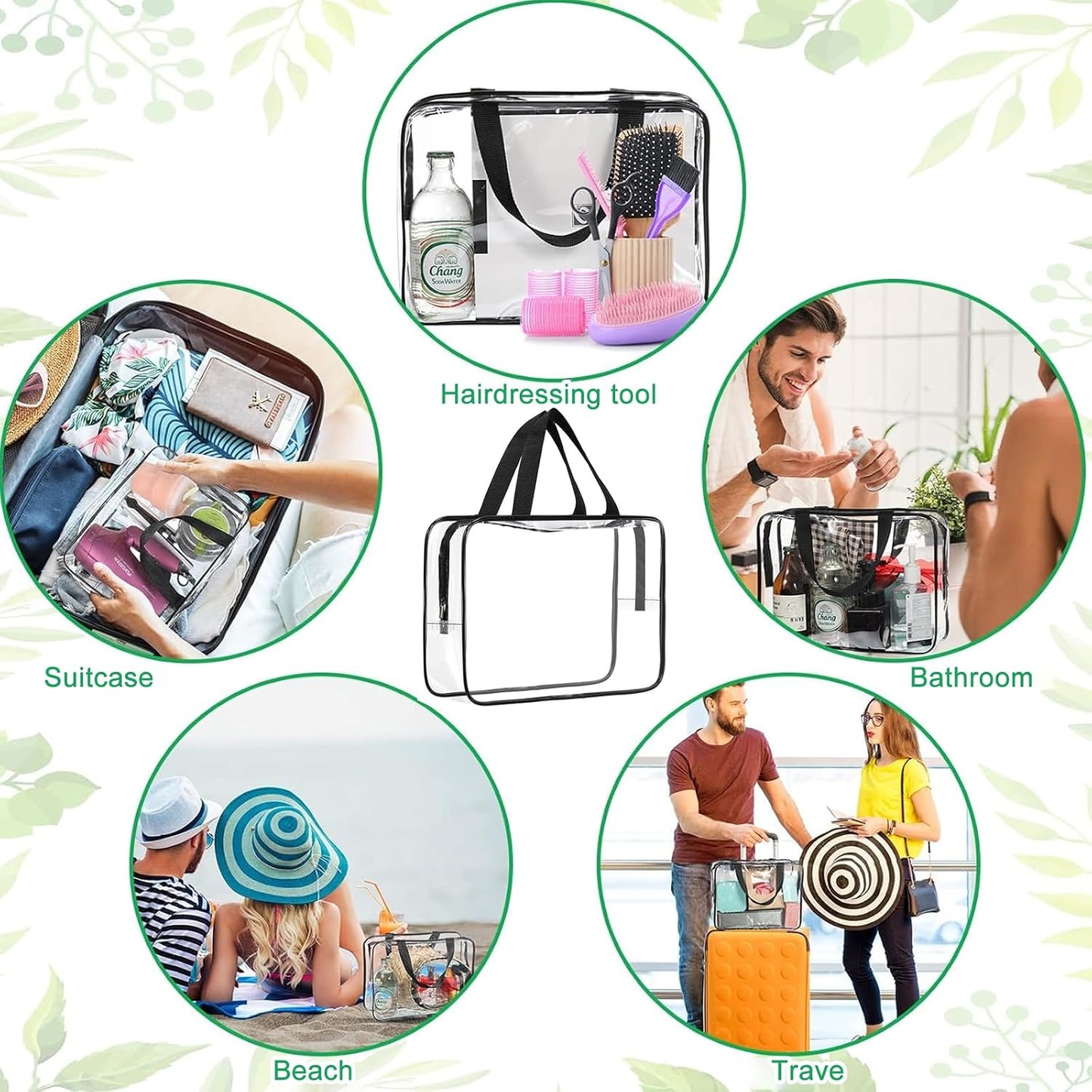 Clear Wash Bag for Toiletries, Large Clear Travel Toiletries Bag Thickened PVC Waterproof Makeup Bags with Handles Travel Wash Bag with Zippers for Women Girls Men