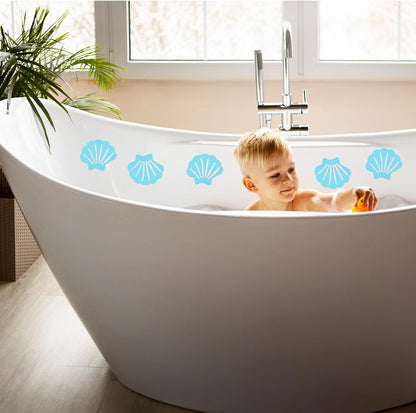 Giantre 12 Pcs Non Slip Bathtub Stickers, Shell Shaped Tubs Safety Shower Treads Adhesive Appliques with Premium Scraper for Bath Tub Stairs (12)
