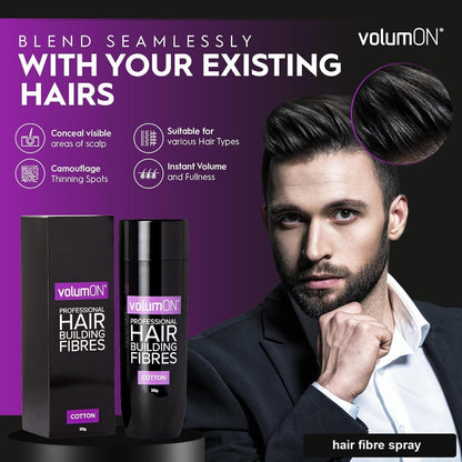 Professional Hair Building Fibres- Hair Loss Concealer- COTTON- 28g- Get Upto 30 Uses- CHOOSE FROM 8 HAIR SHADES COLOURS (Dark Brown)