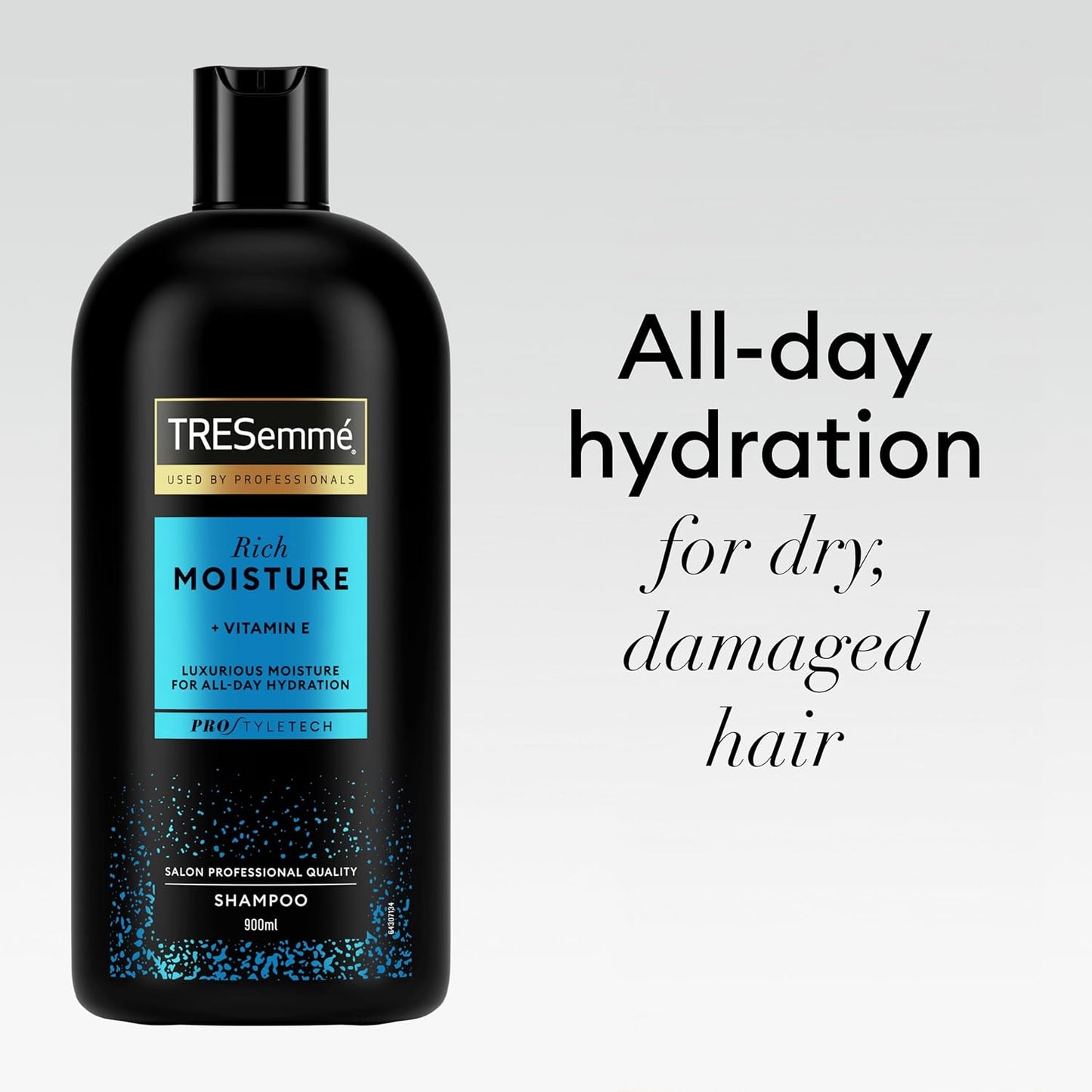TRESemmé Rich Moisture Shampoo - With Vitamin E, Amino Acids &amp; Ceramide for Deep Hydration, Softness, Damage Repair &amp; All-Day Moisture – Ideal for Dry, Damaged Hair 900ml