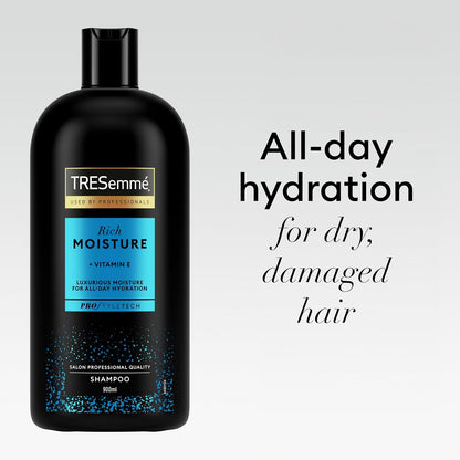 TRESemmé Rich Moisture Shampoo - With Vitamin E, Amino Acids &amp; Ceramide for Deep Hydration, Softness, Damage Repair &amp; All-Day Moisture – Ideal for Dry, Damaged Hair 900ml