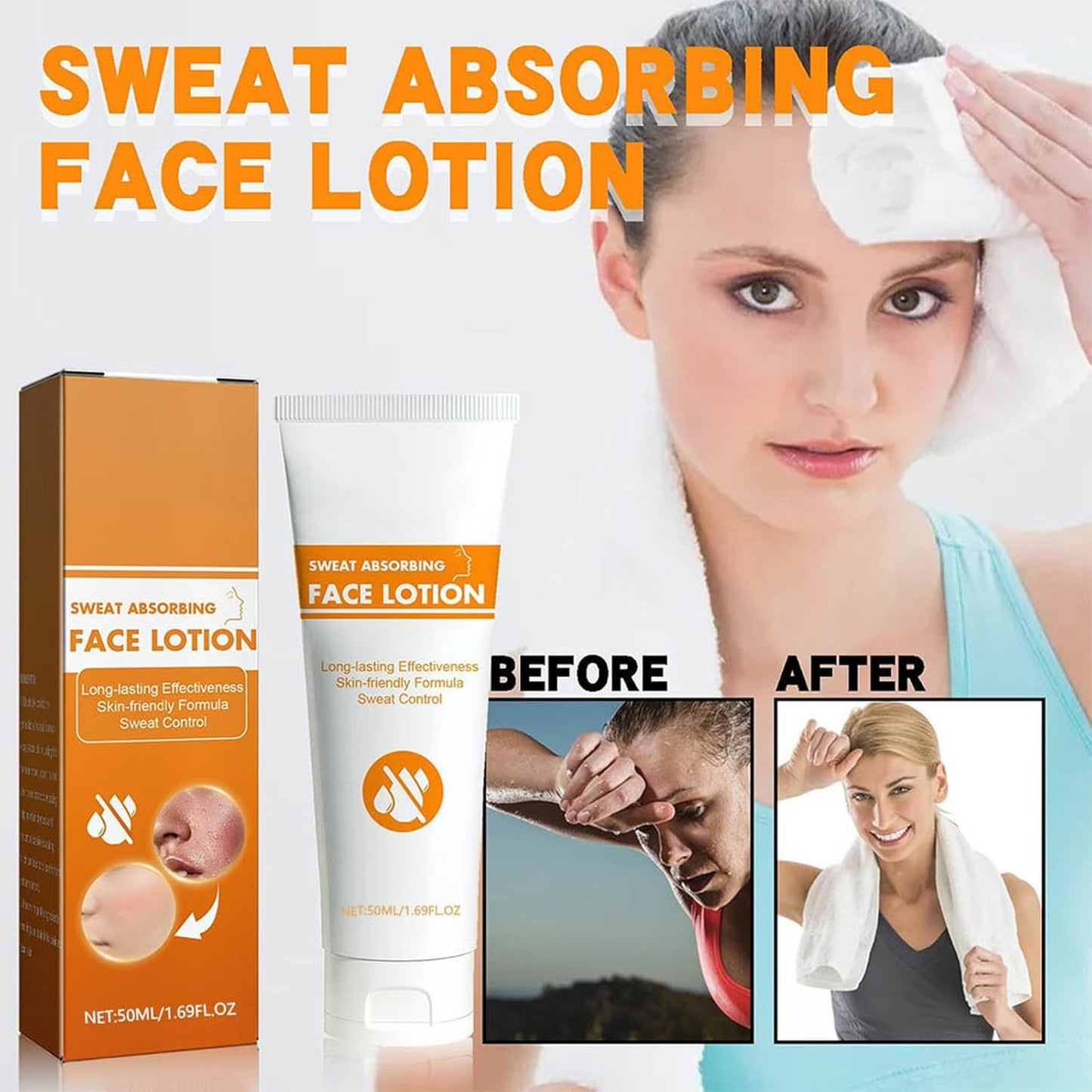 Face Antiperspirant, Face Sweat Blocker, Sweat Absorbing Face Lotion, Strong Antiperspirant, Face Anti-Sweat Against Heavy Sweating, Forehead And Scalp And Oily Face Control, For Men And Women (1)