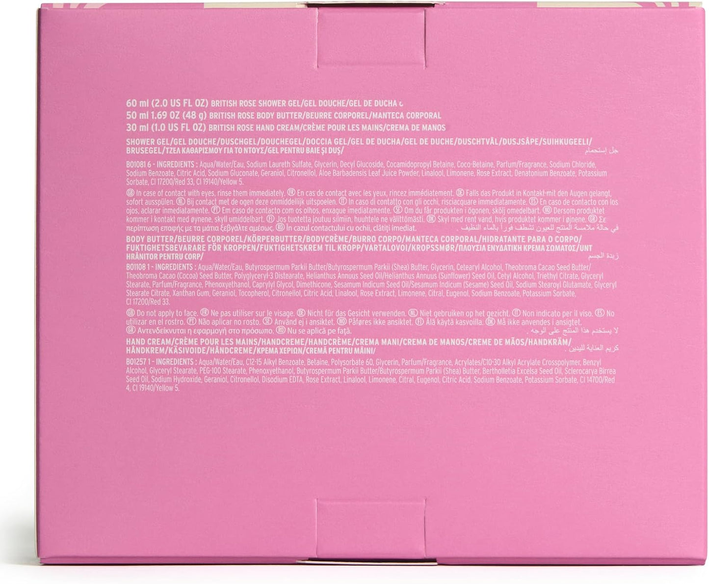 The Body Shop British Rose Mini Gift Set, Shower Gel 60ml, Body Butter 50ml, Hand Cream 30ml, Floral Body Care Trio, Cleansing, 96hr Moisture, Softening Glow, Vegan Skincare Gift