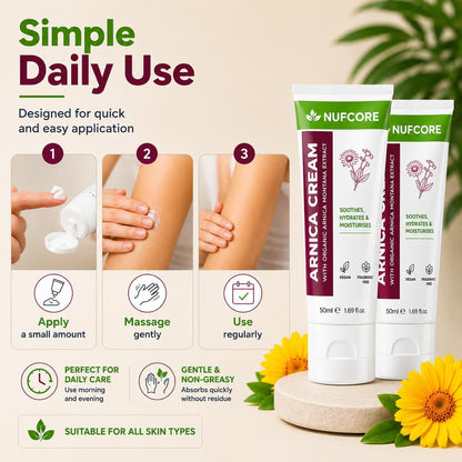 Arnica Cream – 2 x 50ml Twin Pack | Organic Arnica Montana Extract, Almond Oil &amp; Cocoa Butter | Fast Absorbing, Soothing &amp; Moisturising