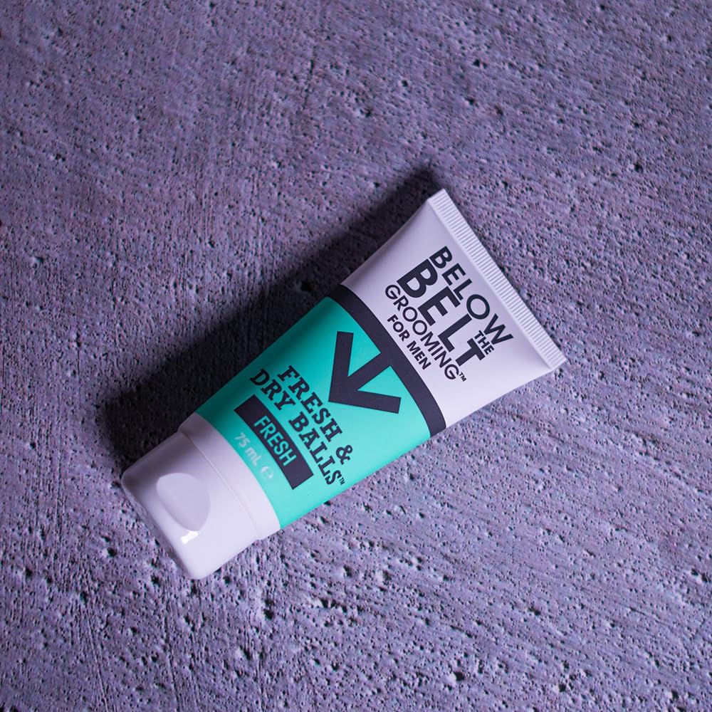 Below The Belt Fresh &amp; Dry Balls Anti Chafe Deodorant Gel Fresh Scent 75ml | Anti-Chafing and Deodorant Gel for Men. Long Lasting Odour Control. Quick Dry Intimate Protection with a fresh scent.