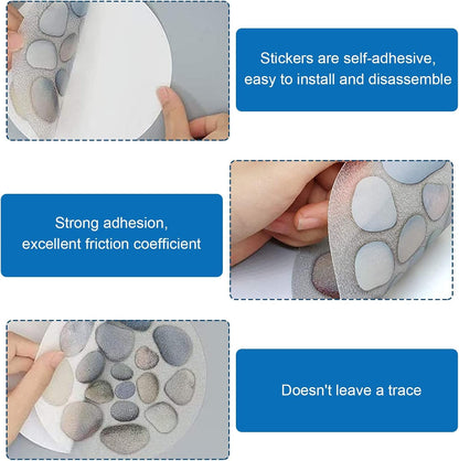 10Pcs Non-Slip Bathtub Stickers Bath Stickers with Plastic Scraper | Non Slip Shower Stickers Bathtub Decoration Sticker Stone Pattern Decoration Bath Safety Sticker Shower Grip Sticker for Bath