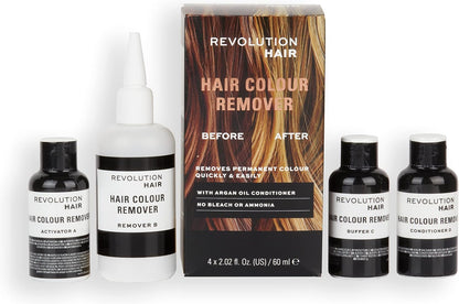 Revolution Haircare London Haircare, Hair Colour Remover, Damage Free Dye Easy to Follow 5 Step Process, Bleach and Ammonia Free, Package Contains 4 x 60 ml