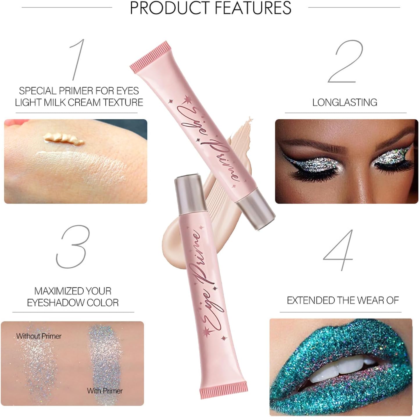 Long Lasting Waterproof Eyeshadow Primer Cream - 24 Hours Smudge-proof Pigment Base