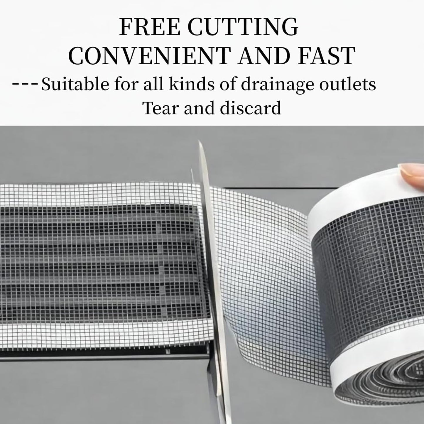 Shower Drain Hair Catcher, 10cm x 10m Self Adhesive Disposable Shower Drain Adapter, Drain Mesh Sticker Hair Sticker For Shower, with Plastic Spatula, for Bathroom, Kitchen Drain Protectors (10cm*10m)