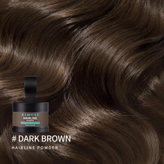 KIMUSE Hairline Powder, Root Touch Up Hair Color, Instantly Conceals Hair Loss, Bald Spot Thin Hair Powder with Dual-ended Hairline Brush for Women and Men, Transfer-proof &amp; Sweat-proof