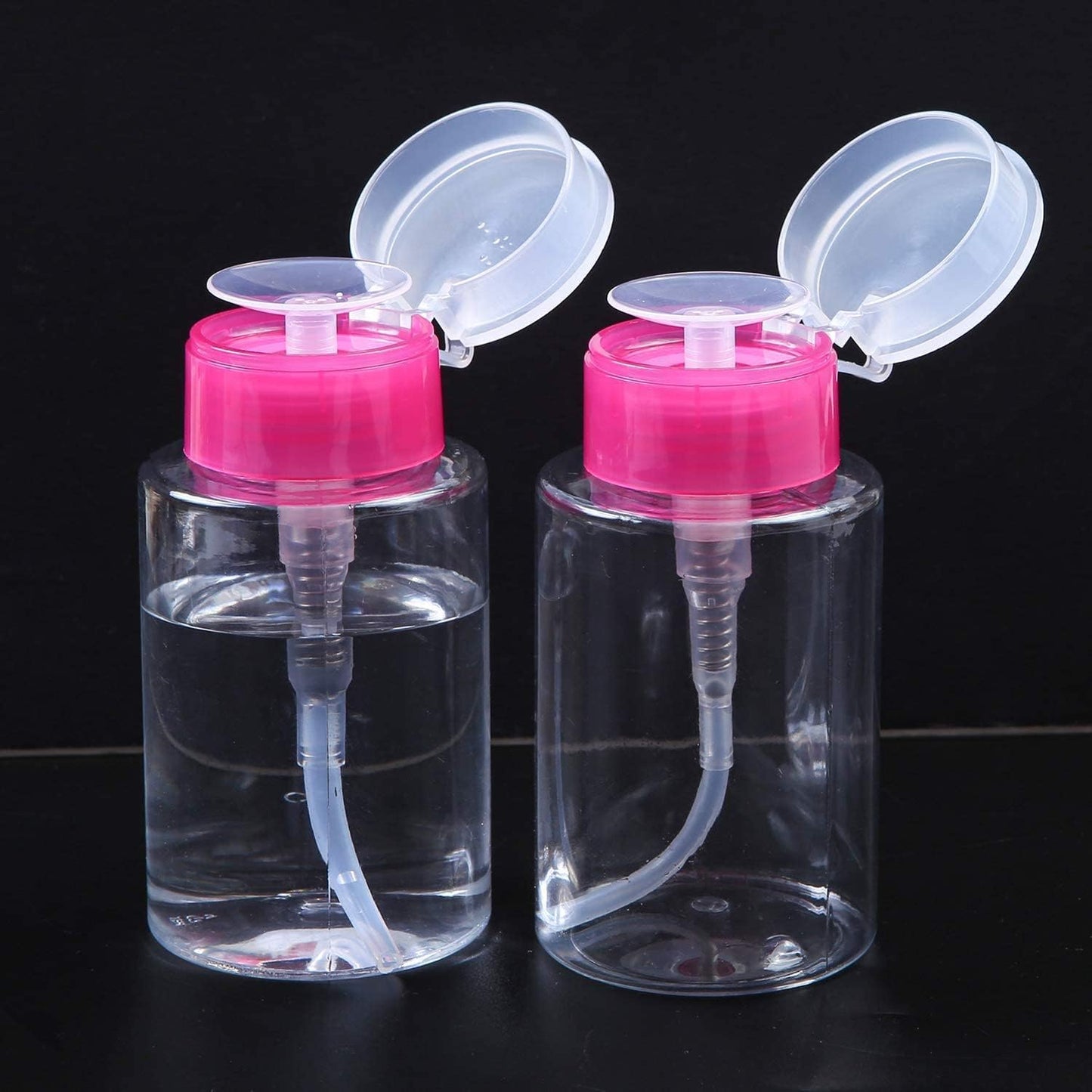 Nail Polish Remover Pump Bottle Dispenser 180 ML Push Down Cleanser Bottle Travel Empty Liquid Container for Nail Varnish Remover &amp; Makeup Remover Nail Art Tool(2 Pack)