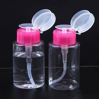 Nail Polish Remover Pump Bottle Dispenser 180 ML Push Down Cleanser Bottle Travel Empty Liquid Container for Nail Varnish Remover &amp; Makeup Remover Nail Art Tool(2 Pack)