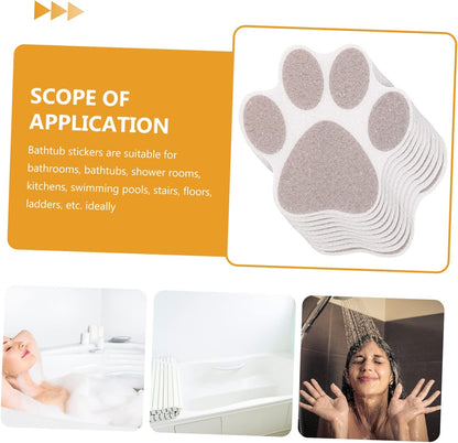 10Pcs Paw Print Non Slip Bath Stickers Self Adhesive Anti Slip Shower Floor Decals for Bathroom Safety on Tub Walls Stairs and Floors