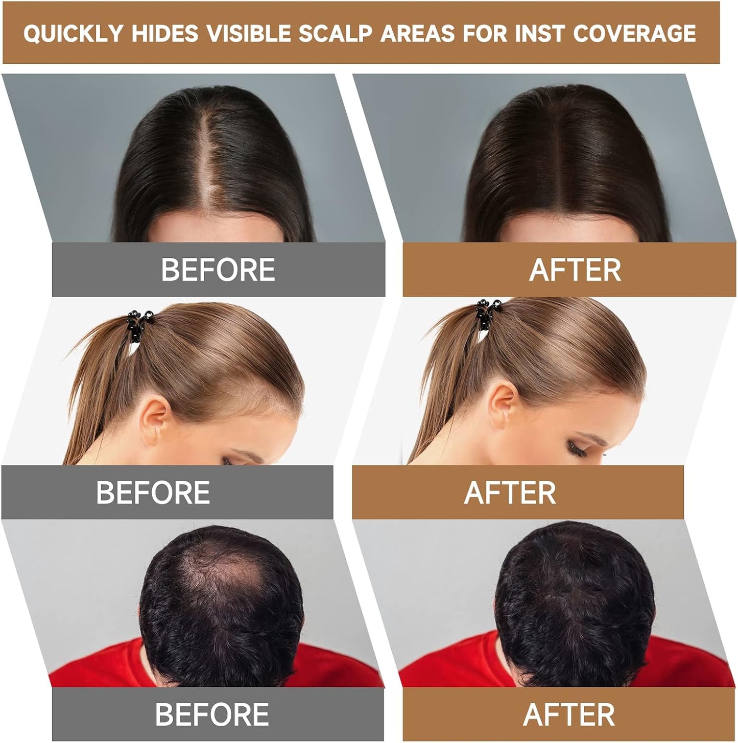 2 Set Root Cover Up Powder, Medium Brown, Touch Up Hair Color for Grey, Coverage Powder for Thinning Grays Hairline, Concealer for Beard Line Eyebrow, Instantly Conceals Hair Loss