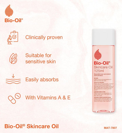 Bio Oil Body Skin Care Oil (125ml) - Firming Skincare That Reduces Appearance Of Stretch Marks &amp; Scars - Grease Free Moisturiser Lotion - With Vitamin E &amp; Vitamin A