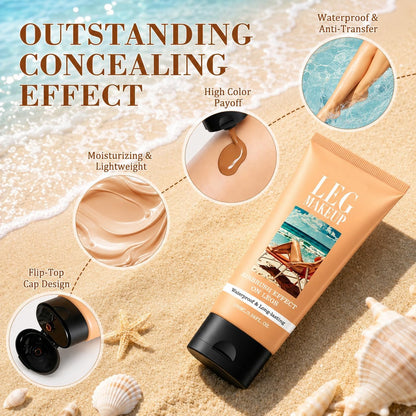 Body Coverage Perfector Waterproof, Leg Makeup Tattoo Cover Up Cream Full Coverage Foundation with Large Brush for Daily Wear