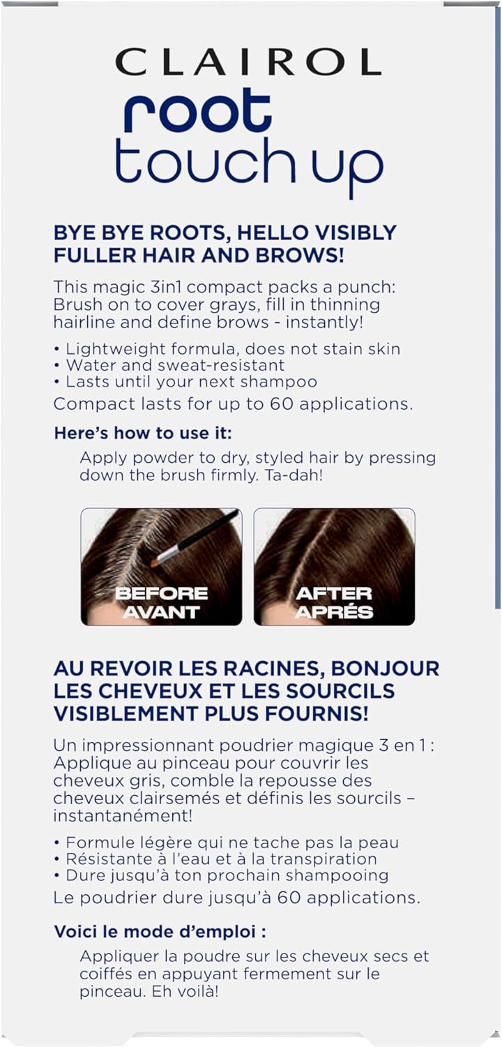 Clairol Root Touch-Up Temporary Concealing Powder, Dark Brown Hair Color, 1 Count
