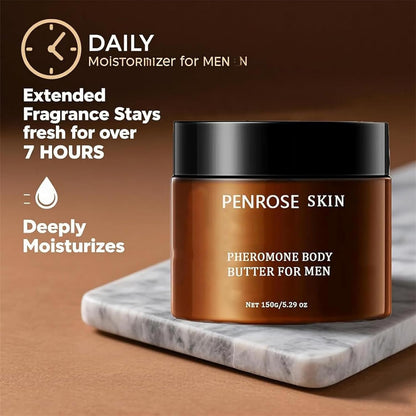 Penrose Skin Pheromone Body Butter for Men, Cologne-Infused Moisturizer &amp; Scent Balm, Long-Lasting Hydration &amp; Attractive Fragrance, Non-stick, Alcohol-Free, for Dry &amp; Sensitive Skin (2pcs)