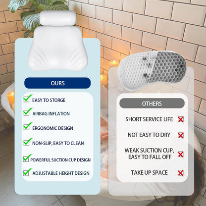 4D Silicone Bath Pillow for Bathtub, Upgraded Adjustable Bath Pillows for Head and Neck with Suction Cups, Quick-Dry and Non-Slip Bath Head Rest for Baths, Spa Gifts for Women, Mom (White)