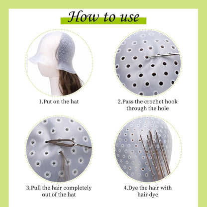 Hair Brush Highlighting Kit with Hair Dye Brush,Dye Mixing Bowl,Highlighting Cap and Hook Hair Dye Comb,Gloves,Cape,Hair Tools Accessories for Bleach,Hair Colour Highlight (7 PCS)