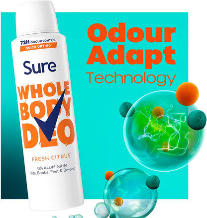 Sure Women Fresh Citrus 72h Whole Body Deodorant Spray 150ml