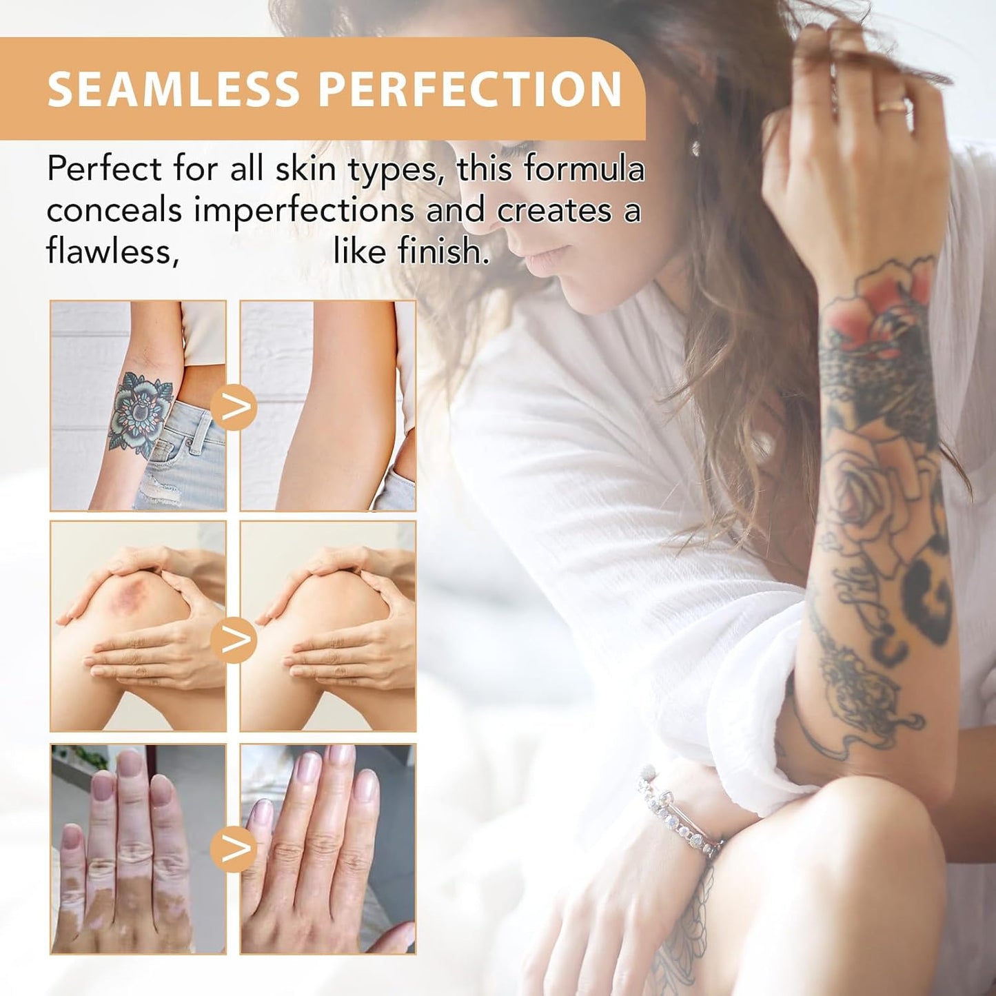 Leg Makeup Waterproof, Full Coverage Body Concealer for Legs, Tattoo Cover Up Makeup, Medium Glow