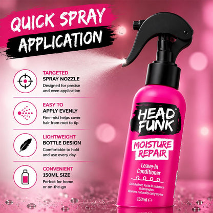 Head Funk Moisture Repair Spray Leave In Conditioner for Curly Hair 150ml (Pack of 2) – Curl Defining Hair Conditioner, Frizz Control, Deep Hydration, Detangles Knots, Leaves Curls Soft &amp; Smooth
