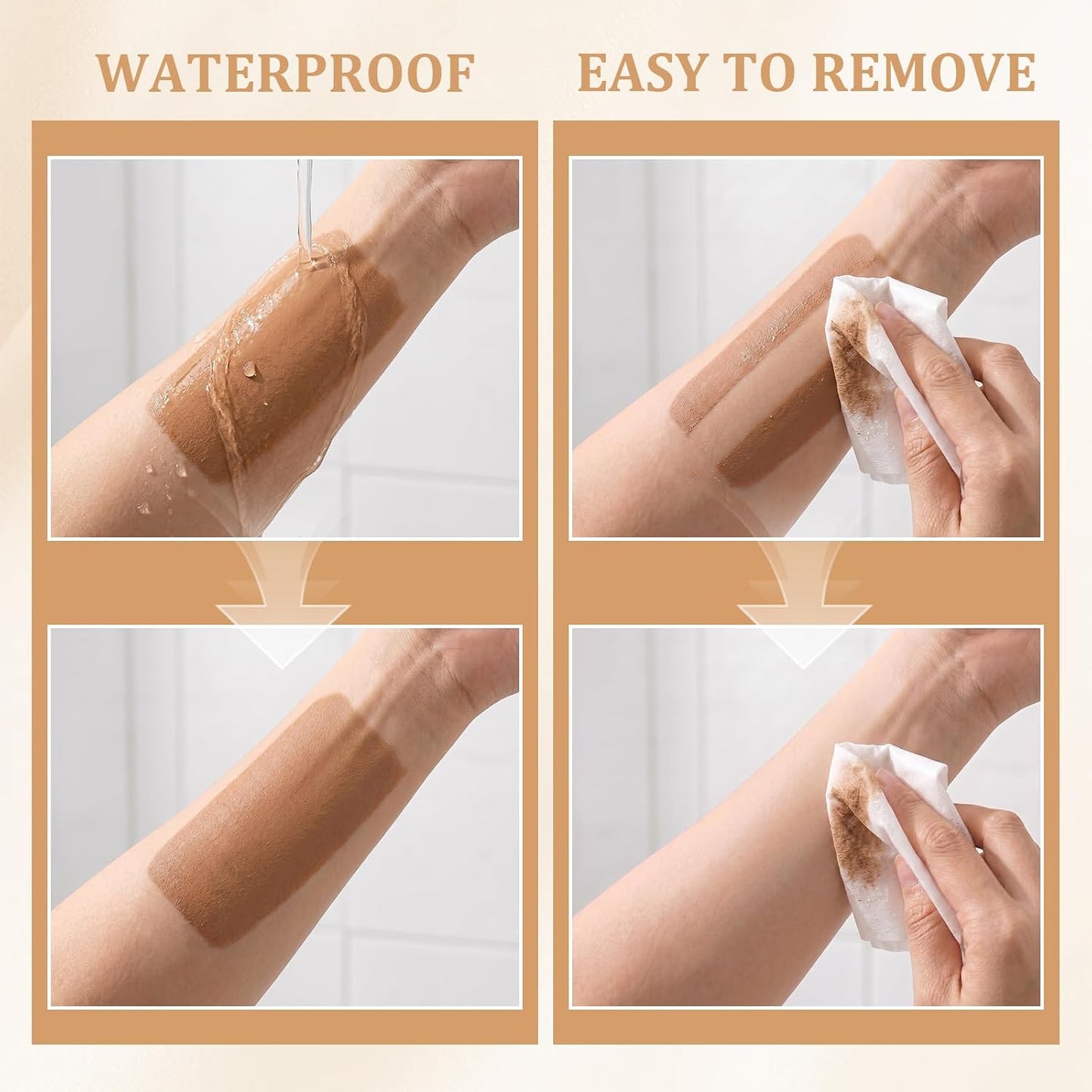 Waterproof Leg Makeup Cream, Full Coverage Body Makeup with Brush, Water Resistant Transferproof(Brown,100ml)