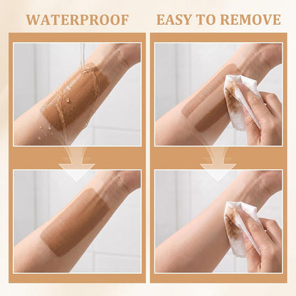 Waterproof Leg Makeup Cream, Full Coverage Body Makeup with Brush, Water Resistant Transferproof(Brown,100ml)