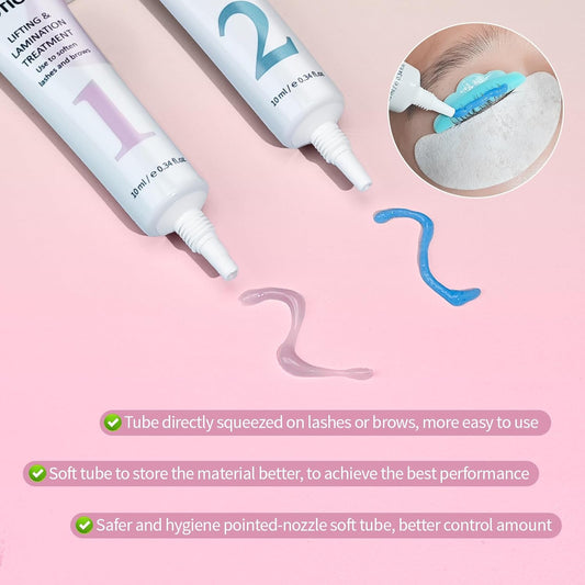Lash Lift Kit, Eyelash Perming Kit, Brow Lamination Kit, Easy Squeeze Tube Design, Beginner Friendly 15 Uses, Up to 6 Weeks Curl