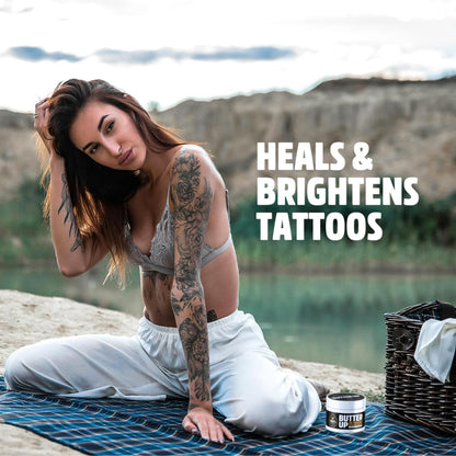 Tattoo Aftercare - Heals &amp; Brightens Tattoos, Natural, Organic, Cruelty Free, Rich Creamy Vegan Body Butter 100ml UK Made