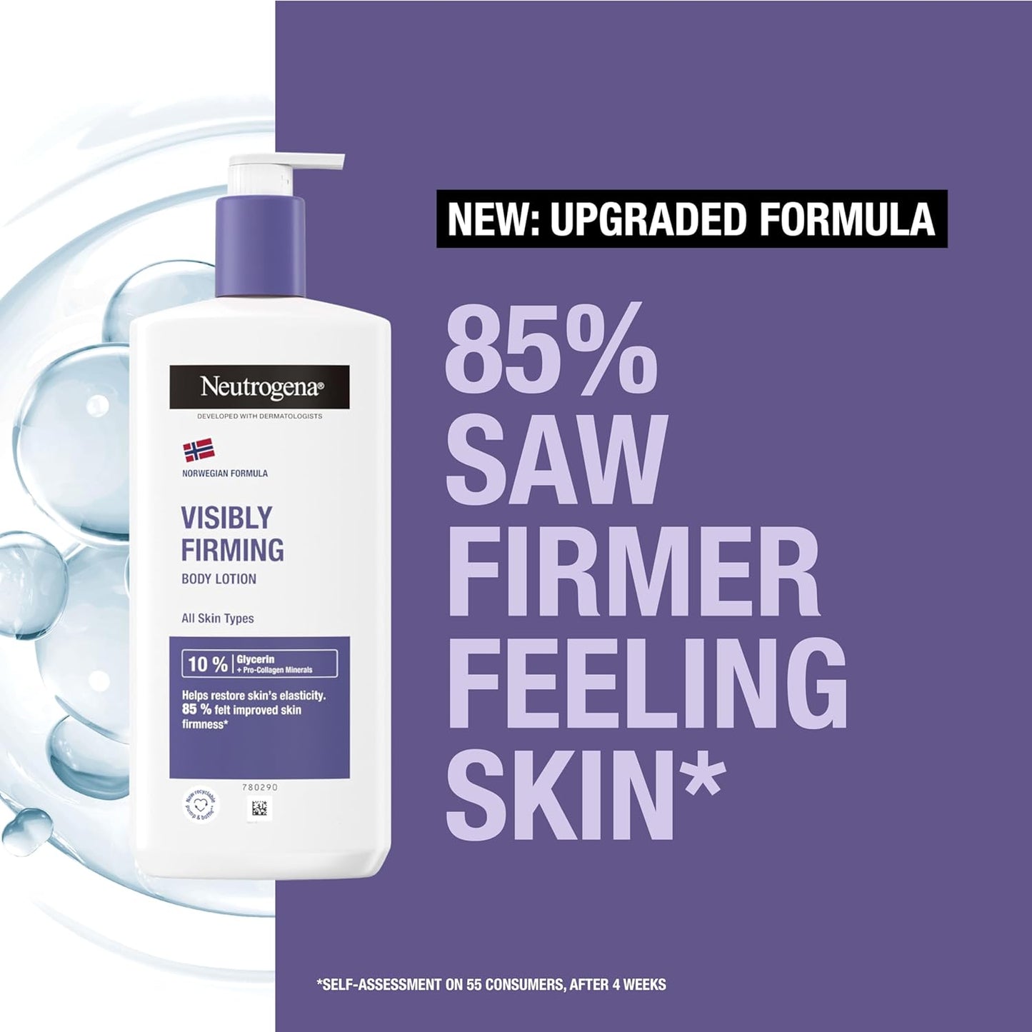 Neutrogena Norwegian Formula Visibly Renew Firming Body Lotion (1 x 400ml), Nourishing Body Cream Designed to Help Restore Skin's Elasticity, Moisturiser made with Glycerin for Skin Hydration