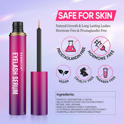 Eyelash Serum Lash Growth Enhancer: Advanced Natural Formula for Long Thickening Eyelashes (Magenta, 5 ml)