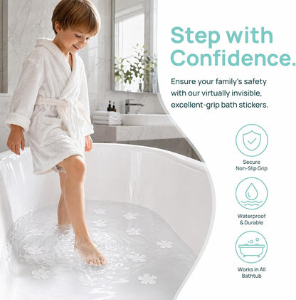 Zirax 30 PCS Clear Anti Slip Shower Stickers, Transparent Non Slip Bath Stickers for Bathtub, Adhesive Bathroom Stickers Safety Treads with Scraper for Stairs, Shower Room, Floors