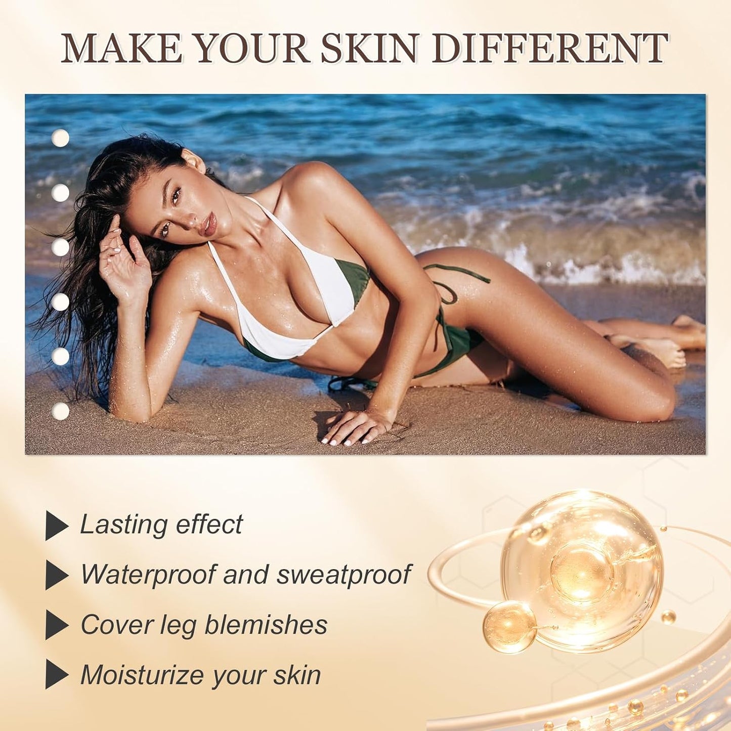 Leg Makeup Waterproof No Transfer, Leg Make Up to Cover Up Tattoo, Concealer Full Coverage for Mature Skin, Long-Lasting Leg and Body Scar Cover Up Makeup, Light Glow, Easy Application (Cocoa)