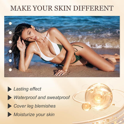 Leg Makeup Waterproof No Transfer, Leg Make Up to Cover Up Tattoo, Concealer Full Coverage for Mature Skin, Long-Lasting Leg and Body Scar Cover Up Makeup, Light Glow, Easy Application (Cocoa)