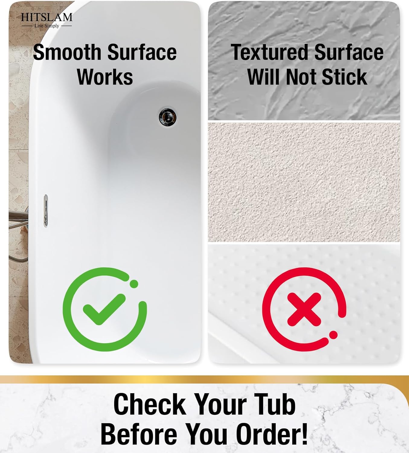 HITSLAM Oval Bath Mat Non Slip Anti Mould, 68 x 38 CM Anti Slip Shower Mat for Bathroom , Machine Washable Bubble Bathtub mat with Suction Cups and Drain Holes, Soft on Feet, Clear