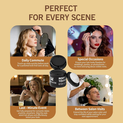Gowwim 10g Root Touch up Powder with Brush, Gray Hair Cover up Hairline Powder for Women &amp; Men Sweatproof Root Cover up Long-Lasting for Thinning &amp; Loss Hair Black